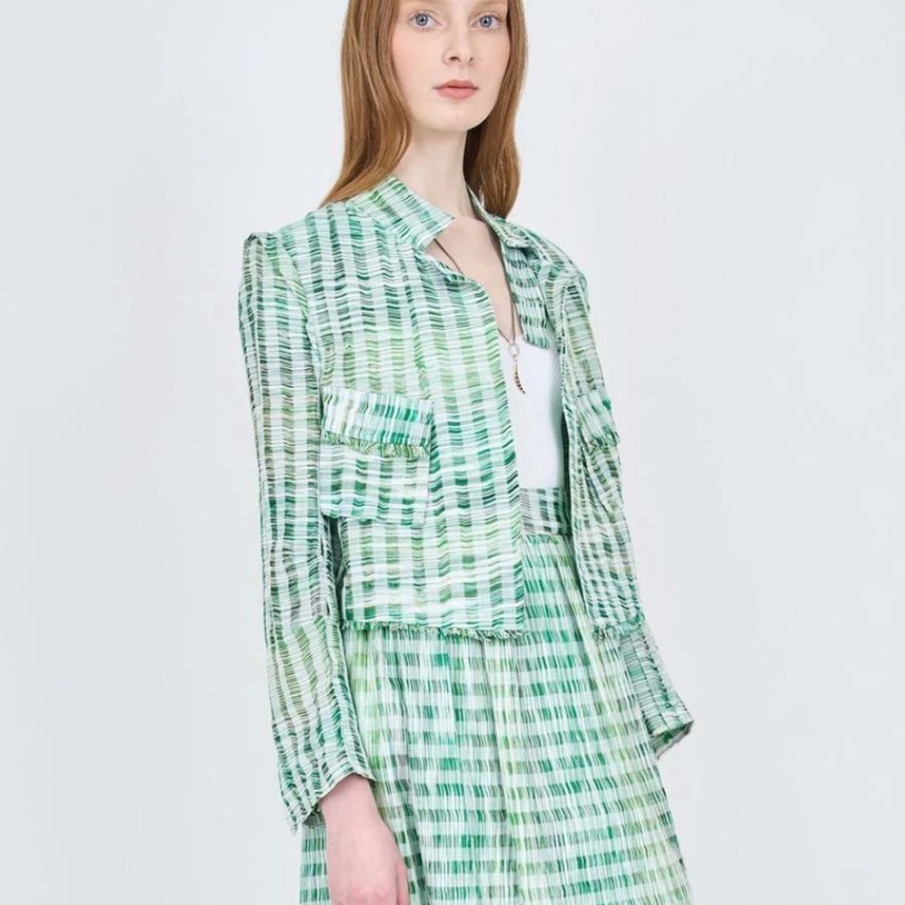 Christy Lynn Green Cropped "Karmen" Jacket Size Medium